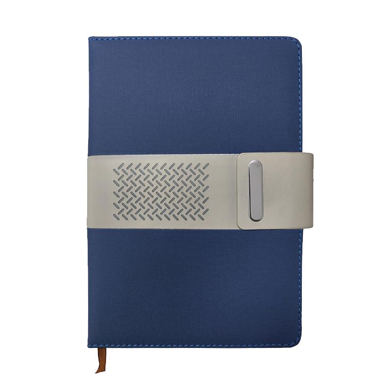 A5 Premium Fabric Notebook With Pu Magnetic Enclosure & Pen Loop